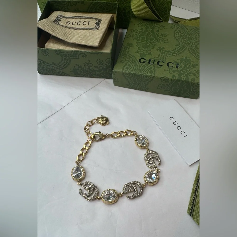 Gucci Crystal-Embellished Gold and Silver Bracelet - Picture 12 of 12